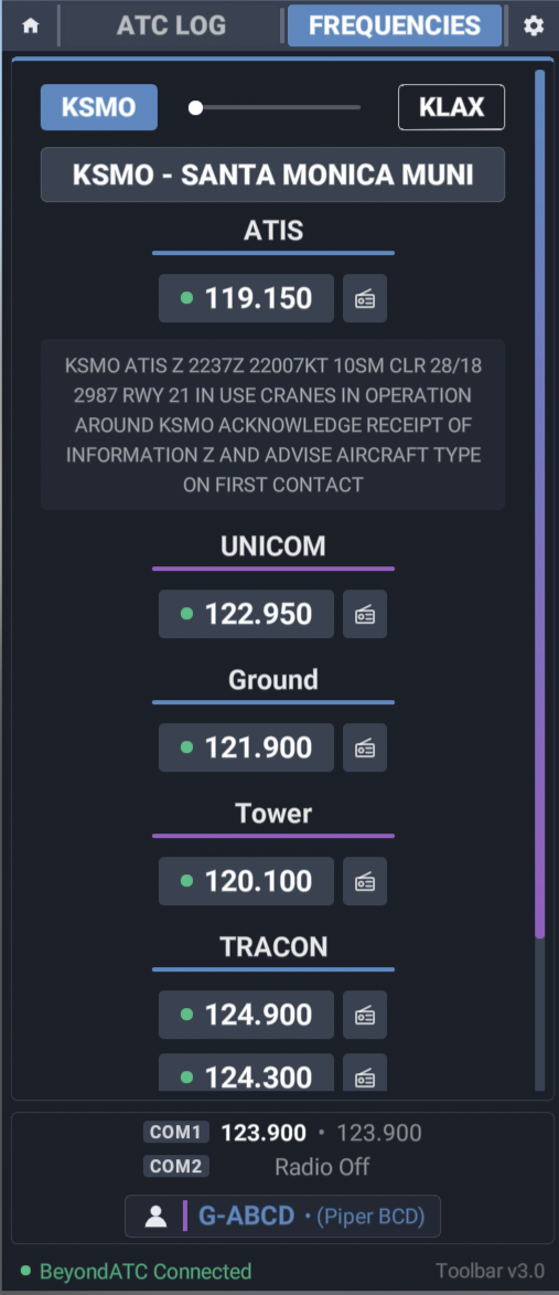 The Frequencies tab