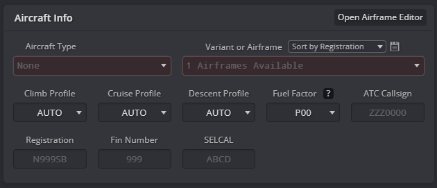 Simbrief aircraft info